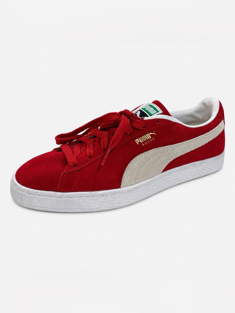 Puma Red Suede Sneakers with White Formstrip